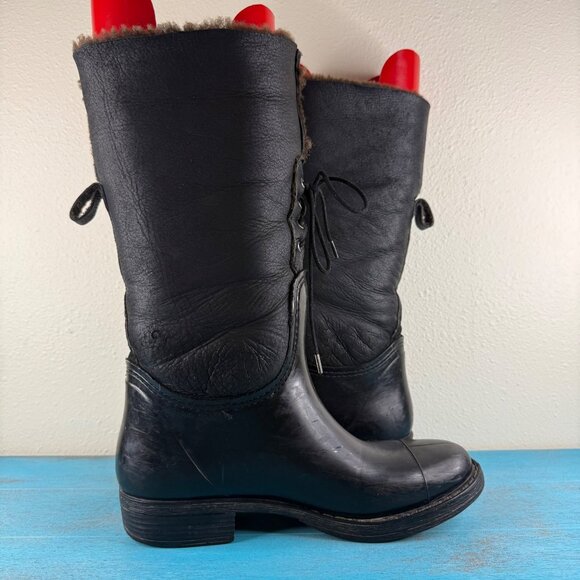 VELETTO Rubber & Suede Lace Up Fur Lined Boots sz 38 US 7.5 - Picture 6 of 9